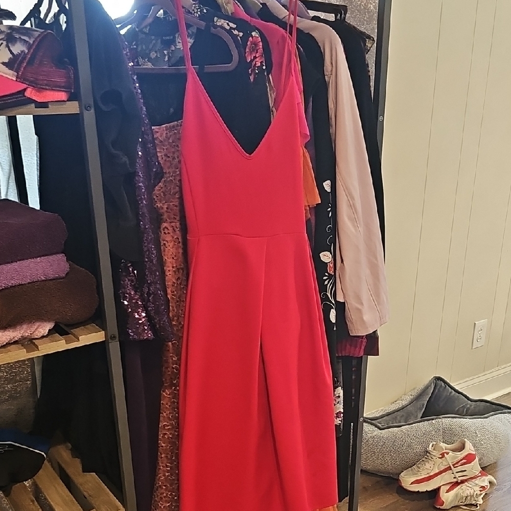 Vibrant Red Skater Style Dress